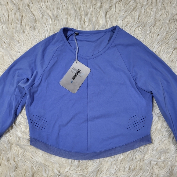 Gymshark x Whitney Simmons Long Sleeve Crop Top Beautiful Blue Size Medium - Picture 2 of 14